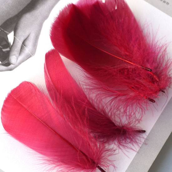 Picture of 100 PCs Natural Dyed Goose Feather DIY Handmade Craft Materials Accessories Wine Red 12cm - 6cm