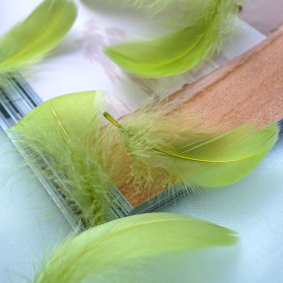 Picture of 100 PCs Natural Dyed Goose Feather DIY Handmade Craft Materials Accessories Army Green 12cm - 6cm