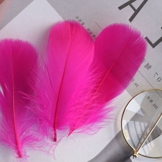 Picture of 100 PCs Natural Dyed Goose Feather DIY Handmade Craft Materials Accessories Fuchsia 12cm - 6cm
