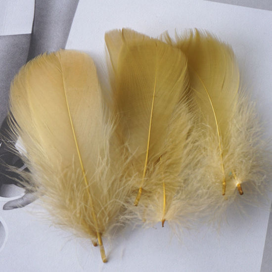 Picture of 100 PCs Natural Dyed Goose Feather DIY Handmade Craft Materials Accessories Khaki 12cm - 6cm