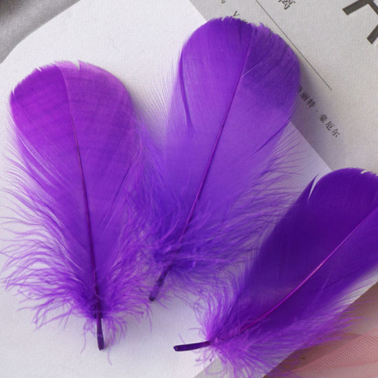 Picture of 100 PCs Natural Dyed Goose Feather DIY Handmade Craft Materials Accessories Purple 12cm - 6cm
