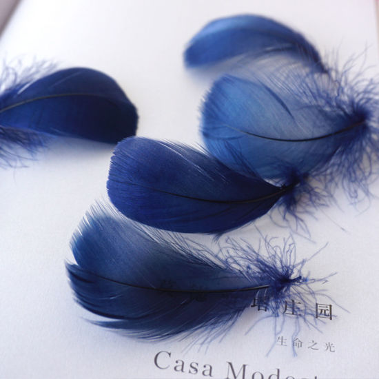 Picture of 100 PCs Natural Dyed Goose Feather DIY Handmade Craft Materials Accessories Navy Blue 12cm - 6cm