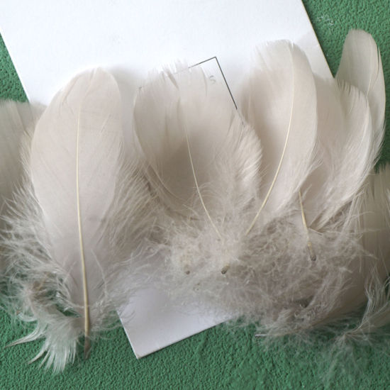 Picture of 100 PCs Natural Dyed Goose Feather DIY Handmade Craft Materials Accessories French Gray 12cm - 6cm