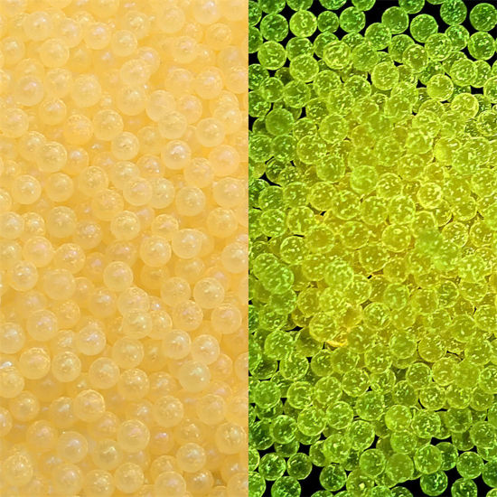 Image de 30 Grammes ( 2100 Pcs/Paquet) Brille dans le Noir Perles de Rocailles en Verre Rond Jaune Bulles Pas de Trou Env. 2mm - 2.5mm Dia.