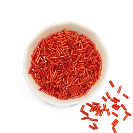 Picture of Glass Seed Beads Twisted Bugle Multicolor About 6mm x 2mm