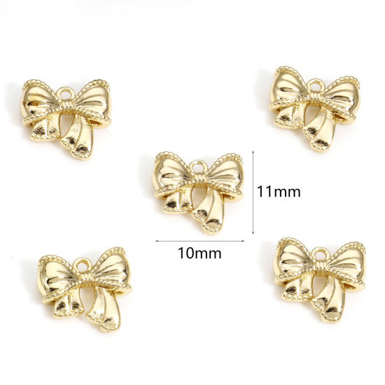 Immagine di 1 Pz Ottone Charms Cravatta a Farfalla 14k Vero Oro Placcato 3D 11mm x 10mm