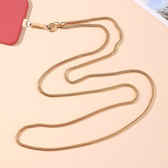 Image de 1 PCs Iron Based Alloy Snake Chain Cell Phone Lanyards Strap Gold Plated 125cm long