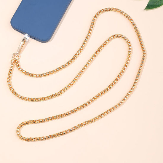 Image de 1 PCs Iron Based Alloy Box Chain Cell Phone Lanyards Strap Gold Plated 125cm long