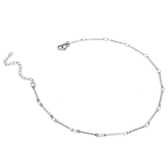 Picture of 1 Piece 304 Stainless Steel Twist Chain Anklet Silver Tone With Lobster Claw Clasp And Extender Chain 25cm(9 7/8") long