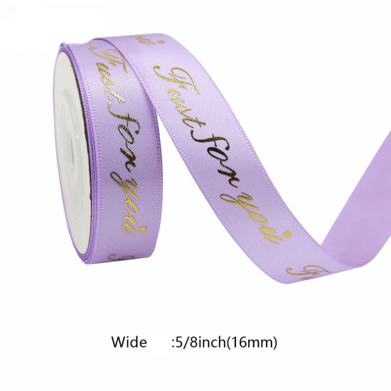 Picture of 1 Roll (Approx 5 Yards/Roll) Polyester Mother's Day Ribbon DIY Wedding Party Gift Wrapping Sewing Craft Decoration Purple 1.5cm