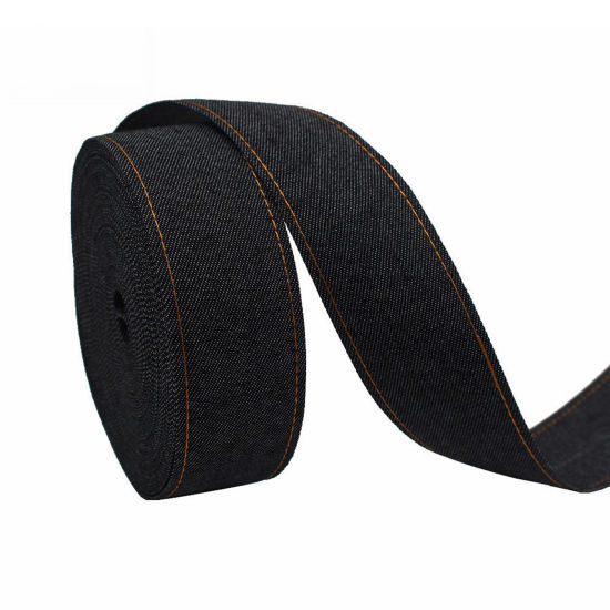Picture of 1 M Polyester Webbing Strap Ribbon For DIY Sewing Craft Blue Black 2.5cm