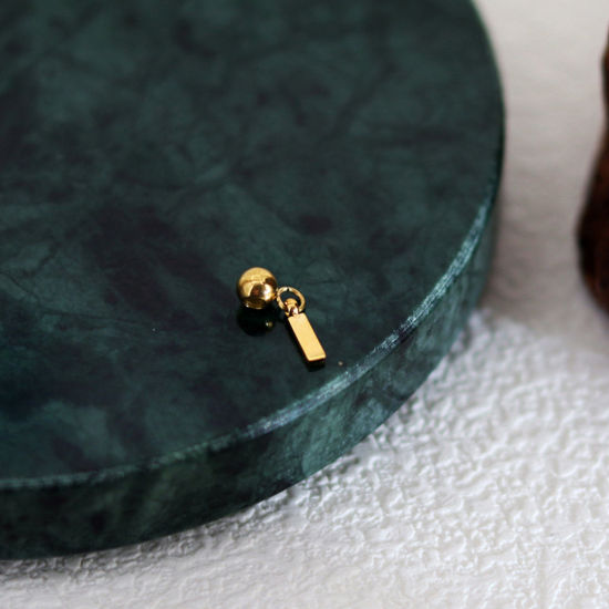 Immagine di 1 Pz 304 Acciaio Inossidabile Mini Perle Di Fascino Pendenti Lettera Placcato Oro 18K Messaggio " I " 12mm x 6mm