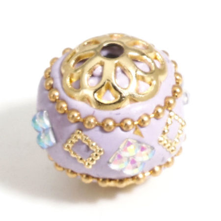Immagine di 3 Pz Argilla Perline per la Creazione di Gioielli con Ciondoli Fai-da-te Palla Viola Chiaro Rombo Disegno AB Colore Circa 18mm Dia, Foro: Circa 2.2mm