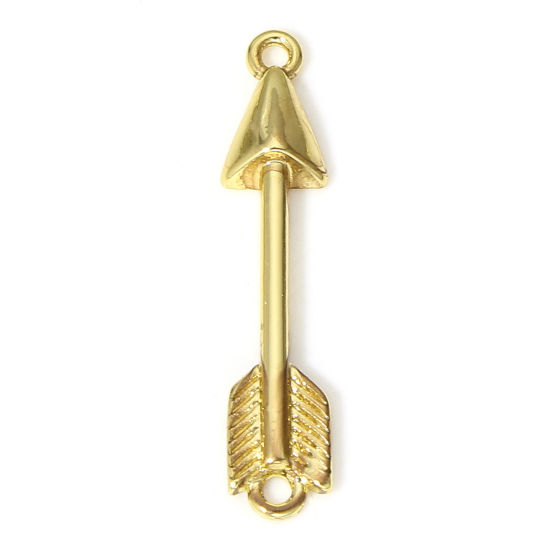 Image de 1 Pièce Connecteurs Pendentifs Breloques en Laiton Flèche en Métal Plaqué Or Véritable 18K 26mm x 5mm