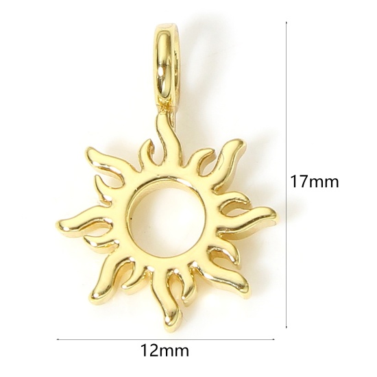 Image de 1 Pièce Breloques Galaxie en Laiton Soleil Plaqué Or Véritable 18K 17mm x 12mm