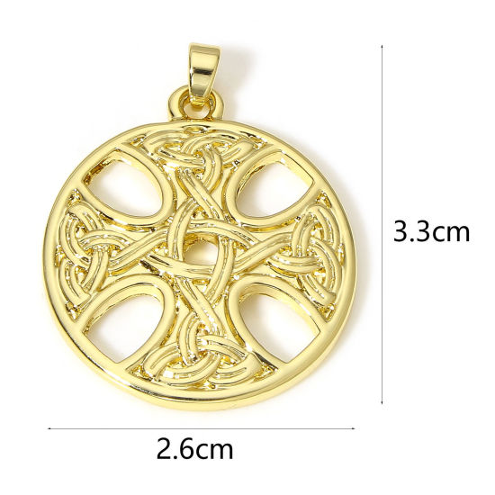 Image de 1 Pièce Pendentifs Religieux en Laiton Croix 18k Or Rempli Nœuds Celtique 3.3cm x 2.6cm