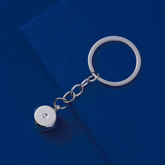 Bild von 1 Stück Retro Schlüsselkette & Schlüsselring Silberfarbe Würfel 8cm