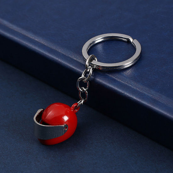 Bild von 1 Stück Retro Schlüsselkette & Schlüsselring Rot Helm 9cm