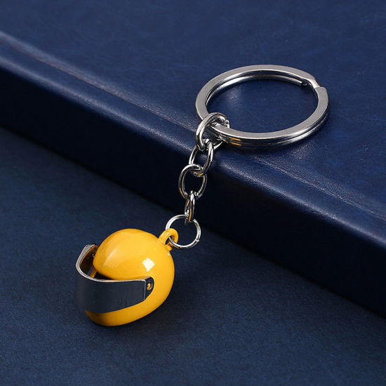 Bild von 1 Stück Retro Schlüsselkette & Schlüsselring Gelb Helm 9cm