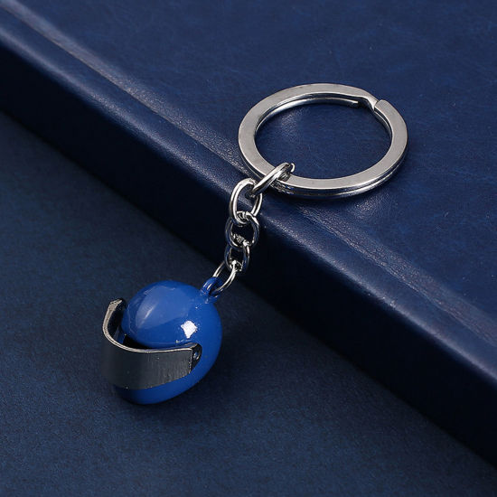 Bild von 1 Stück Retro Schlüsselkette & Schlüsselring Blau Helm 9cm