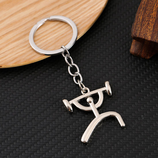 Picture of 1 Piece Sport Keychain & Keyring Silver Tone Athlete 9cm
