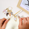 Bild von 1 Set ( 6 Stücke/Set) Zinklegierung + Legierung Stricken Stitch Markers Katze Vergoldet Bunt Mit Karabiner Verschluss 5.4cm x 1.6cm