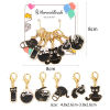 Picture of 1 Set ( 6 PCs/Set) Zinc Based Alloy & Iron Based Alloy Knitting Stitch Markers Cat Animal Gold Plated Black With Lobster Claw Clasp 4.8x2.6cm - 3.8x2.6cm