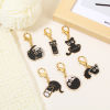 Picture of 1 Set ( 6 PCs/Set) Zinc Based Alloy & Iron Based Alloy Knitting Stitch Markers Cat Animal Gold Plated Black With Lobster Claw Clasp 4.8x2.6cm - 3.8x2.6cm