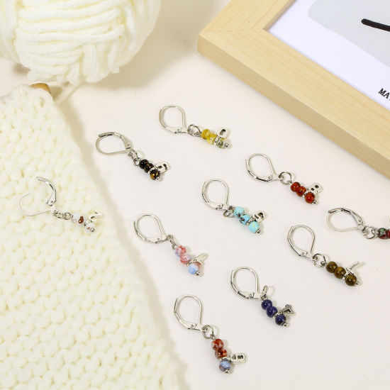 Bild von 1 Set ( 10 Stücke/Set) Zinklegierung + Legierung Stricken Stitch Markers Nummer Silberfarbe Bunt 3.3cm