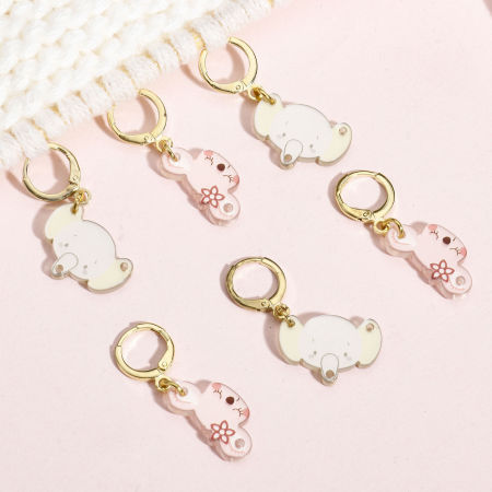 Picture of 1 Set ( 6 PCs/Set) Zinc Based Alloy & Plastic Knitting Stitch Markers Koala Bear Animal Elephant Gold Plated Multicolor 3.5cm