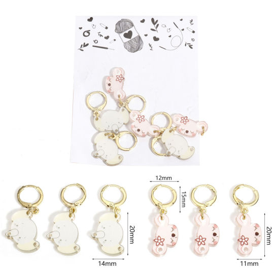 Imagen de 1 Juego ( 6Unidades/Juego) Zamak & Plástico Knitting Stitch Markers Koala Bear Chapado en Oro Multicolor Elefante 3.5cm