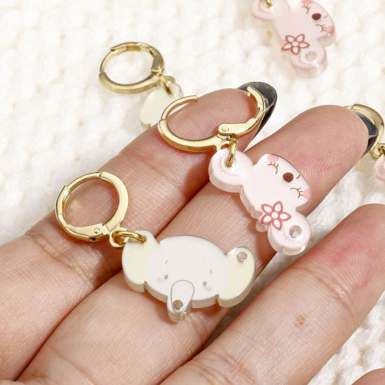Imagen de 1 Juego ( 6Unidades/Juego) Zamak & Plástico Knitting Stitch Markers Koala Bear Chapado en Oro Multicolor Elefante 3.5cm