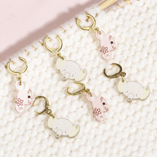 Imagen de 1 Juego ( 6Unidades/Juego) Zamak & Plástico Knitting Stitch Markers Koala Bear Chapado en Oro Multicolor Elefante 3.5cm