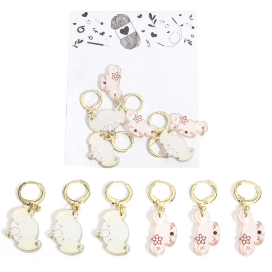 Imagen de 1 Juego ( 6Unidades/Juego) Zamak & Plástico Knitting Stitch Markers Koala Bear Chapado en Oro Multicolor Elefante 3.5cm