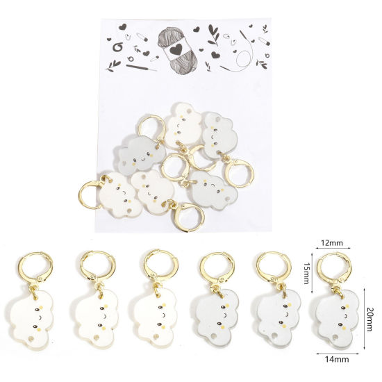 Bild von 1 Set ( 6 Stücke/Set) Zinklegierung & ABS Plastik Stricken Stitch Markers Wolke Vergoldet Bunt 3.5cm