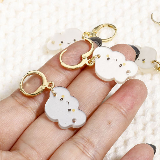 Bild von 1 Set ( 6 Stücke/Set) Zinklegierung & ABS Plastik Stricken Stitch Markers Wolke Vergoldet Bunt 3.5cm