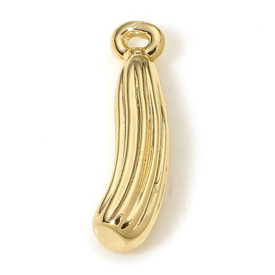 Bild von 5 Stück Messing Charms 18K Echtgold plattiert Gurke 3D 12mm x 3mm