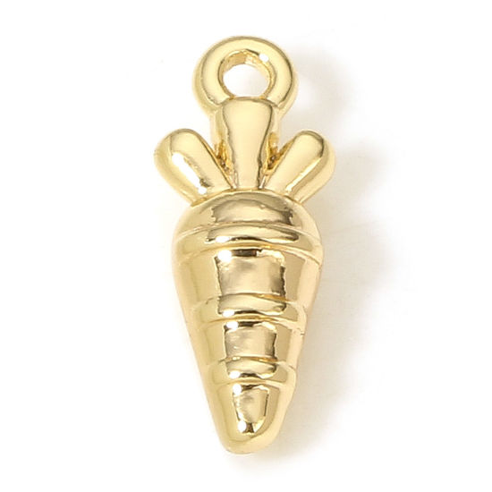 Bild von 5 Stück Messing Charms 18K Echtgold plattiert Karotte 3D 11mm x 4mm