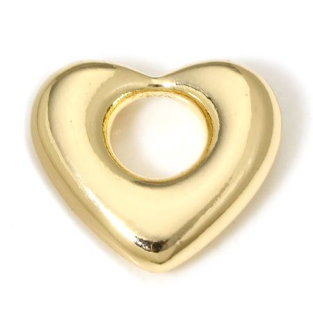 Image de 1 Pièce Breloques La Saint Valentin en Laiton Respectueux de la Nature Cœur Plaqué Or Véritable 18K 16mm x 14mm