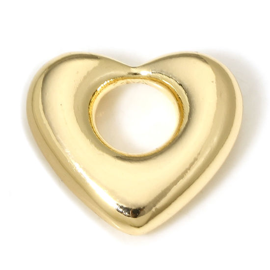 Imagen de 1 Unidad Respetuoso del Medio Ambiente Latón día de San Valentín Colgantes Charms Corazón 18K Oro Real Chapado 16mm x 14mm