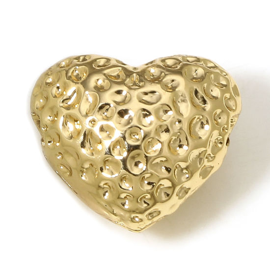 Imagen de 1 Unidad Respetuoso del Medio Ambiente Latón día de San Valentín Colgantes Charms Corazón 18K Oro Real Chapado 11mm x 10mm