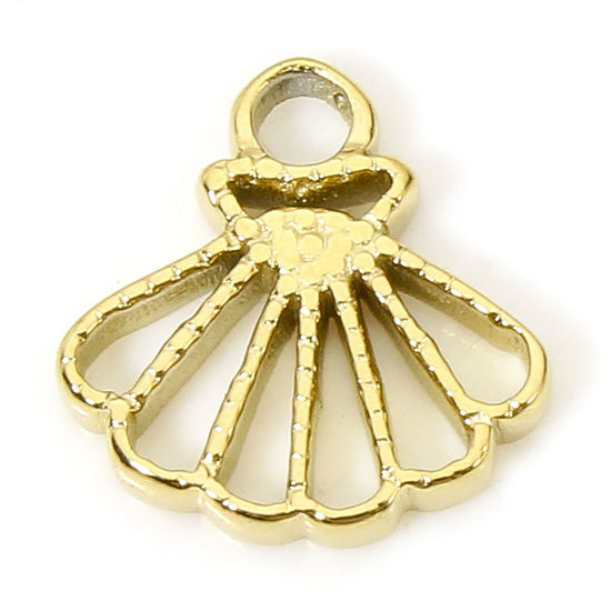 Image de 1 Piece Vacuum Plating 304 Stainless Steel Stylish Charms Gold Plated Skirt Hollow 10.5mm x 10mm