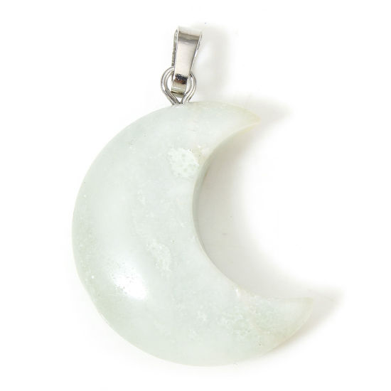 Image de 1 Pièce Breloques Galaxie en Amazonite ( Naturel ) Demi Lune Bleu Clair 3.5cm x 2.3cm