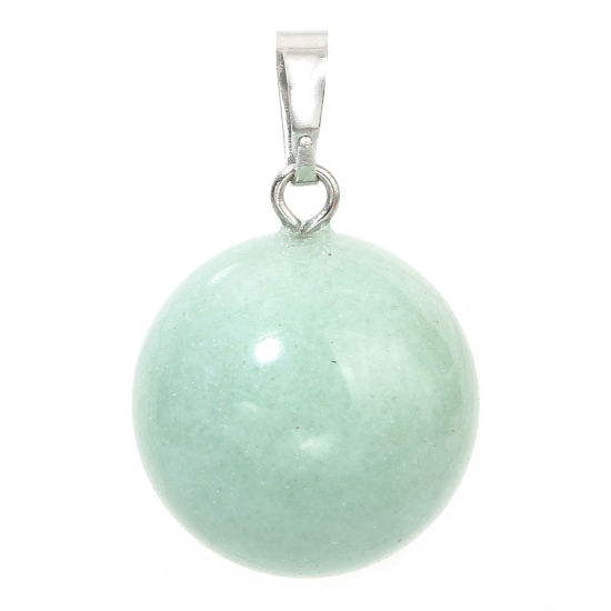 Picture of 1 Piece Aventurine ( Natural ) Charm Pendant Light Green Ball 28mm x 18mm