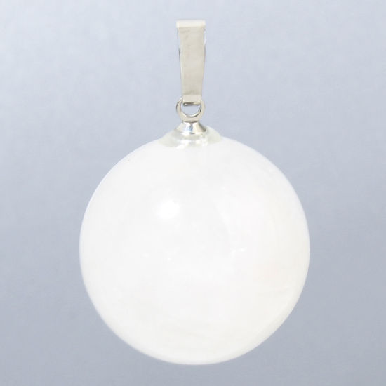 Picture of 1 Piece Quartz Rock Crystal ( Natural ) Charm Pendant White Ball 28mm x 18mm