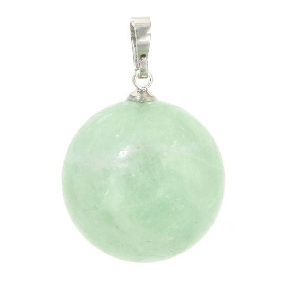 Picture of 1 Piece Fluorite ( Natural ) Charm Pendant Green Ball 28mm x 18mm
