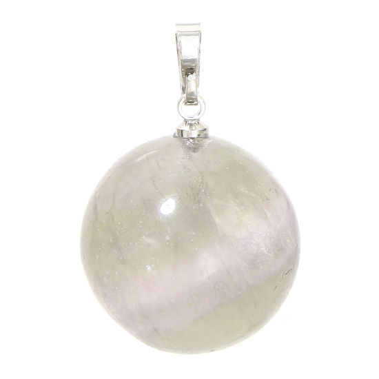 Picture of 1 Piece Fluorite ( Natural ) Charms At Random Color Ball 28mm x 18mm