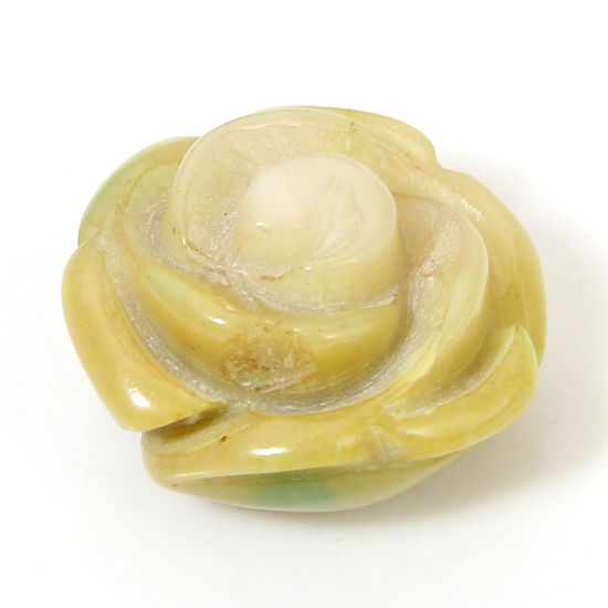 Image de 1 Pièce Perles pour DIY Fabrication de Bijoux de Charme en Corail ( Naturel/Teint ) (Demi-Trou) Rose Vert-Jaune Env. 13x13mm - 10x10mm, Trou: env. 0.8mm