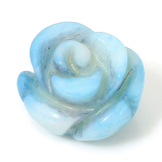 Image de 1 Pièce Perles pour DIY Fabrication de Bijoux de Charme en Corail ( Naturel/Teint ) (Demi-Trou) Rose Bleu Env. 13x13mm - 10x10mm, Trou: env. 0.8mm