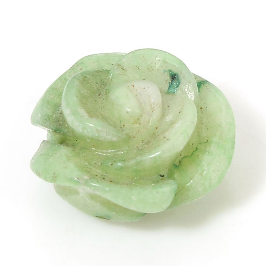 Bild von 1 Stück Koralle ( Natur/Gefärbt ) (Halbgebohrt) Perlen für die DIY-Schmuckherstellung Rose Grün ca. 13x13mm - 10x10mm, Loch:ca. 0.8mm